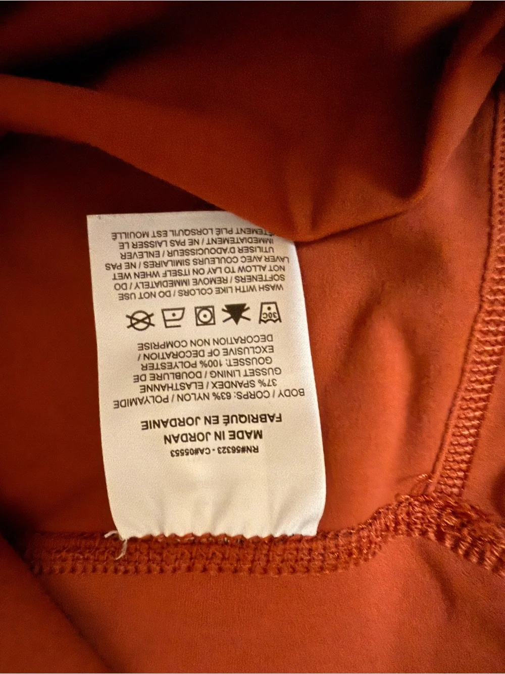 Nike Yoga Dri-FIT High Rise Leggings Altered to Biker Length Rust Orange L
